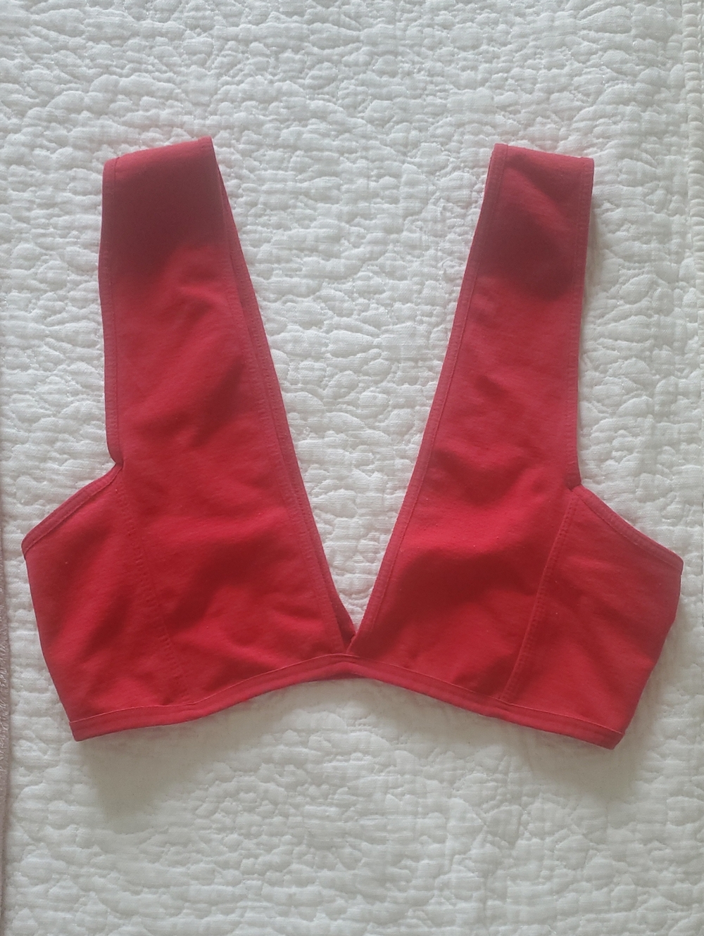 Deep V Red Bralette with Wide Straps